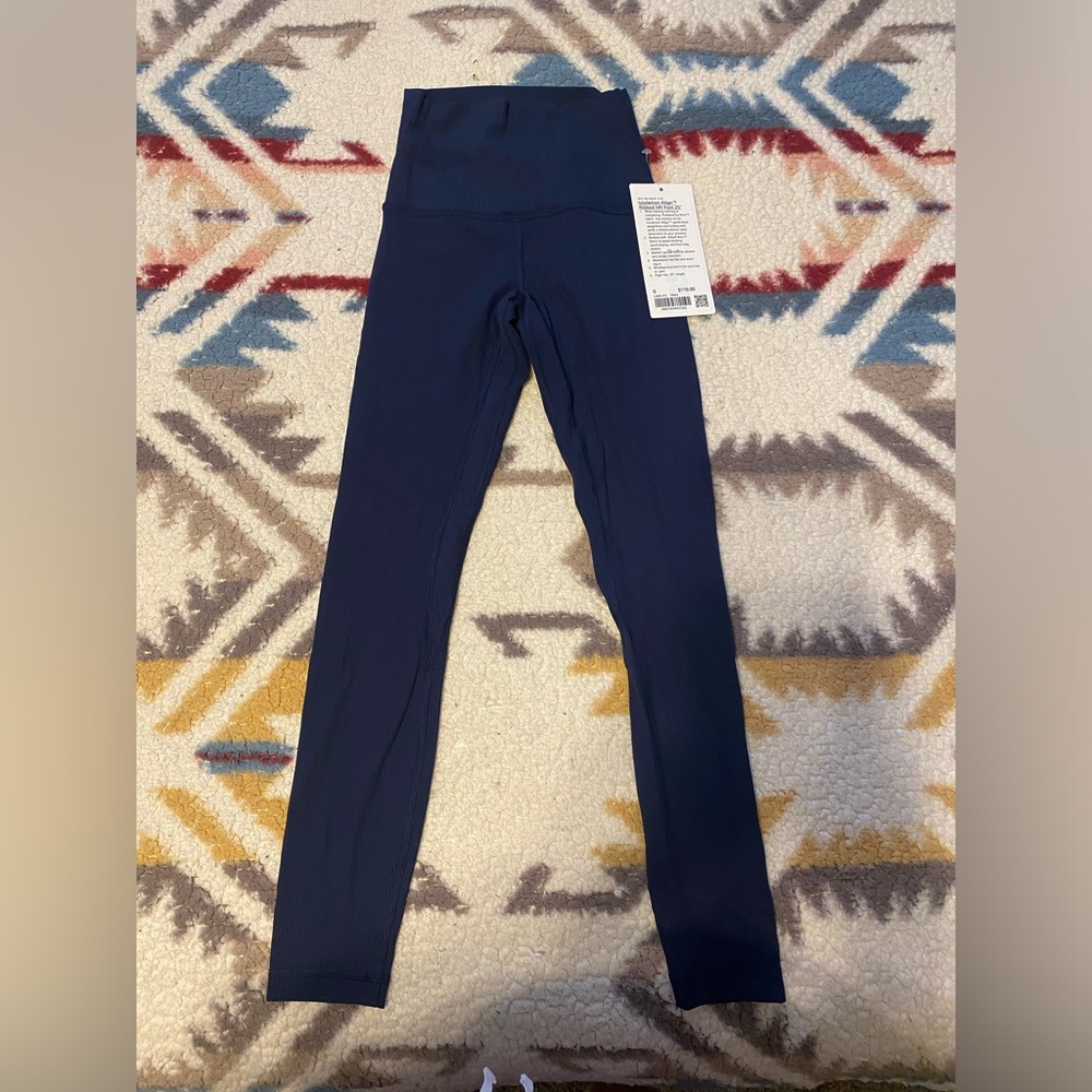 Lululemon Align Ribbed High Rise Legging Pant 25" True Navy Size 0 NWT